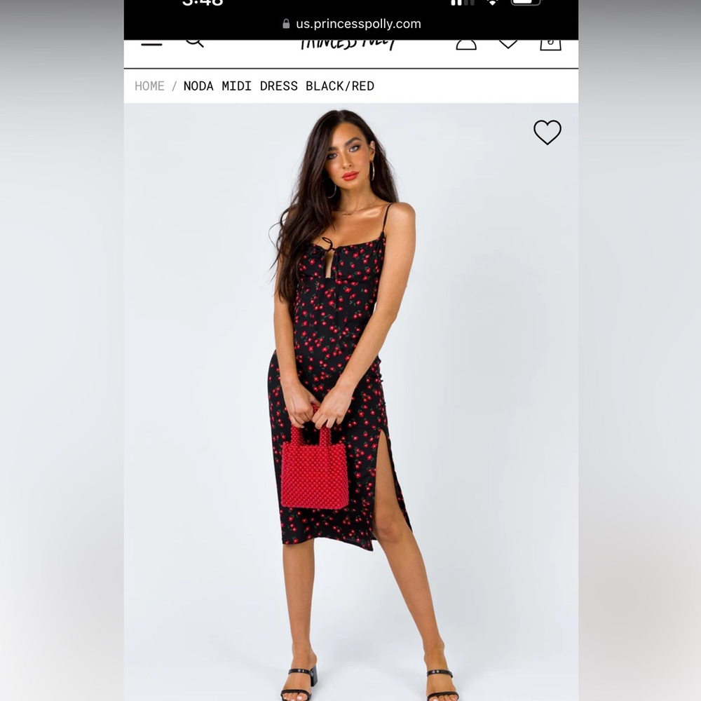 Princess Polly dress new size 4. Black with red flowers